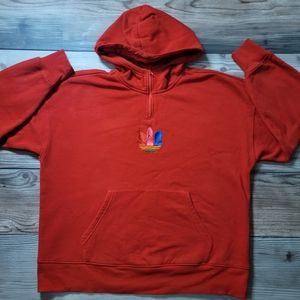 Adidas red zipper pull over hoodie